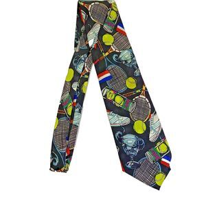 #7445 Addiction by Bolero Black Tennis Sport Themed Men's novelty tie